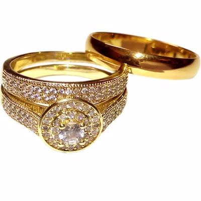 Crystal Exquisite Wedding & Engagement Ring - 3 Pieces