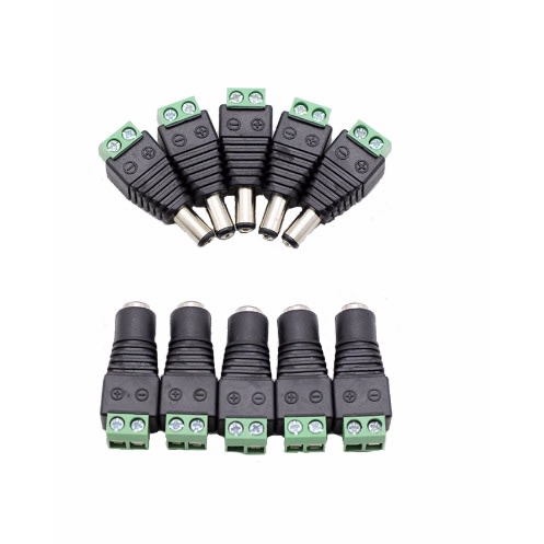 Comaat 10 Pairs CCTV Camera Quick Male/Female Connectors - DC Power Jack Cable Adapter