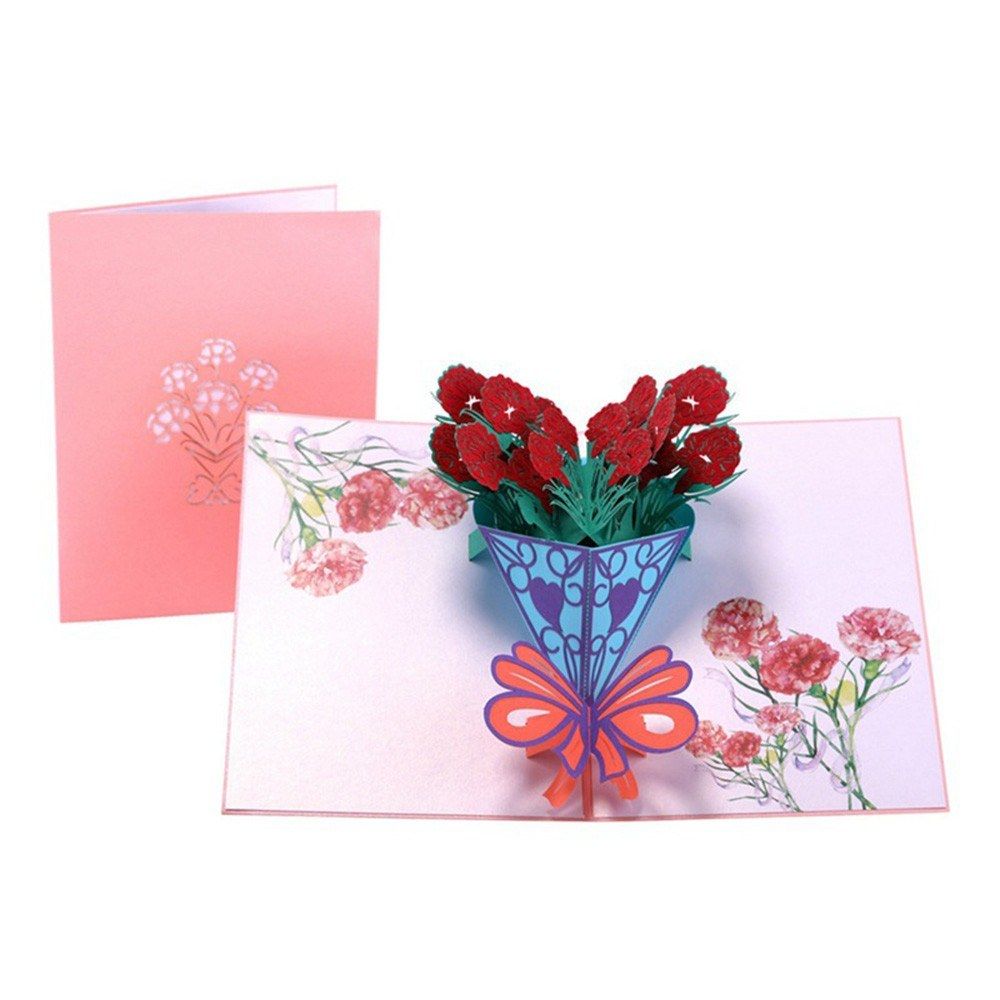 Mother's Day Greeting Card Paper 3D Carnation Pop Up