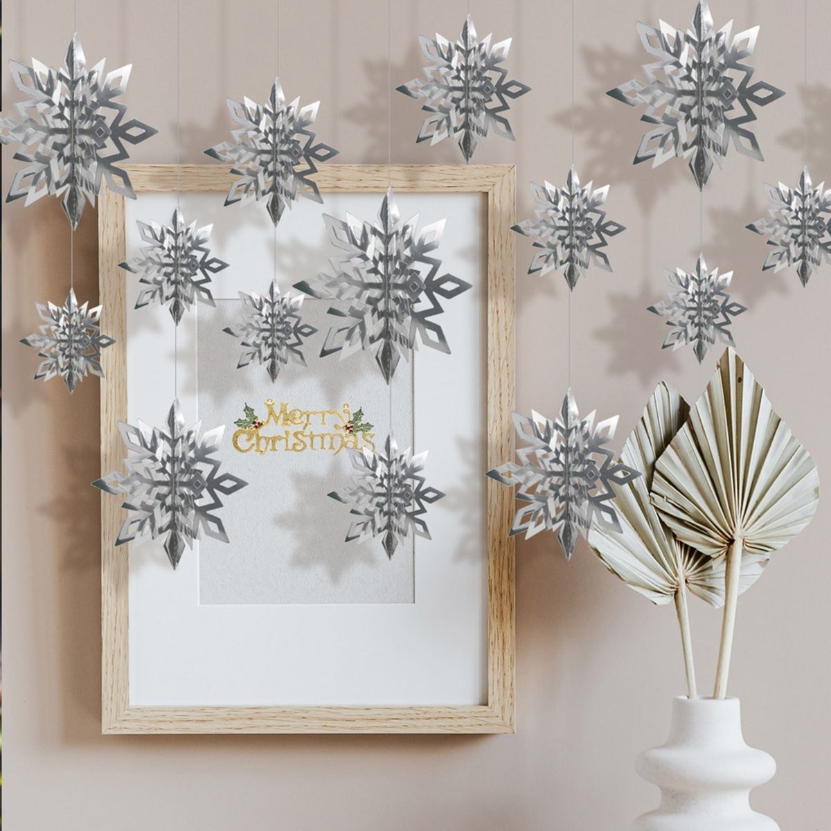 3D Snowflake Hanging Decor With String 12cm/17cm/22cm(2PCS