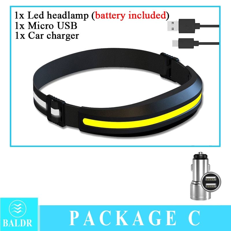 USB Rechargeable Running Light Headlight COB Multi-mode Work Light Outdoor Camping Flood Light