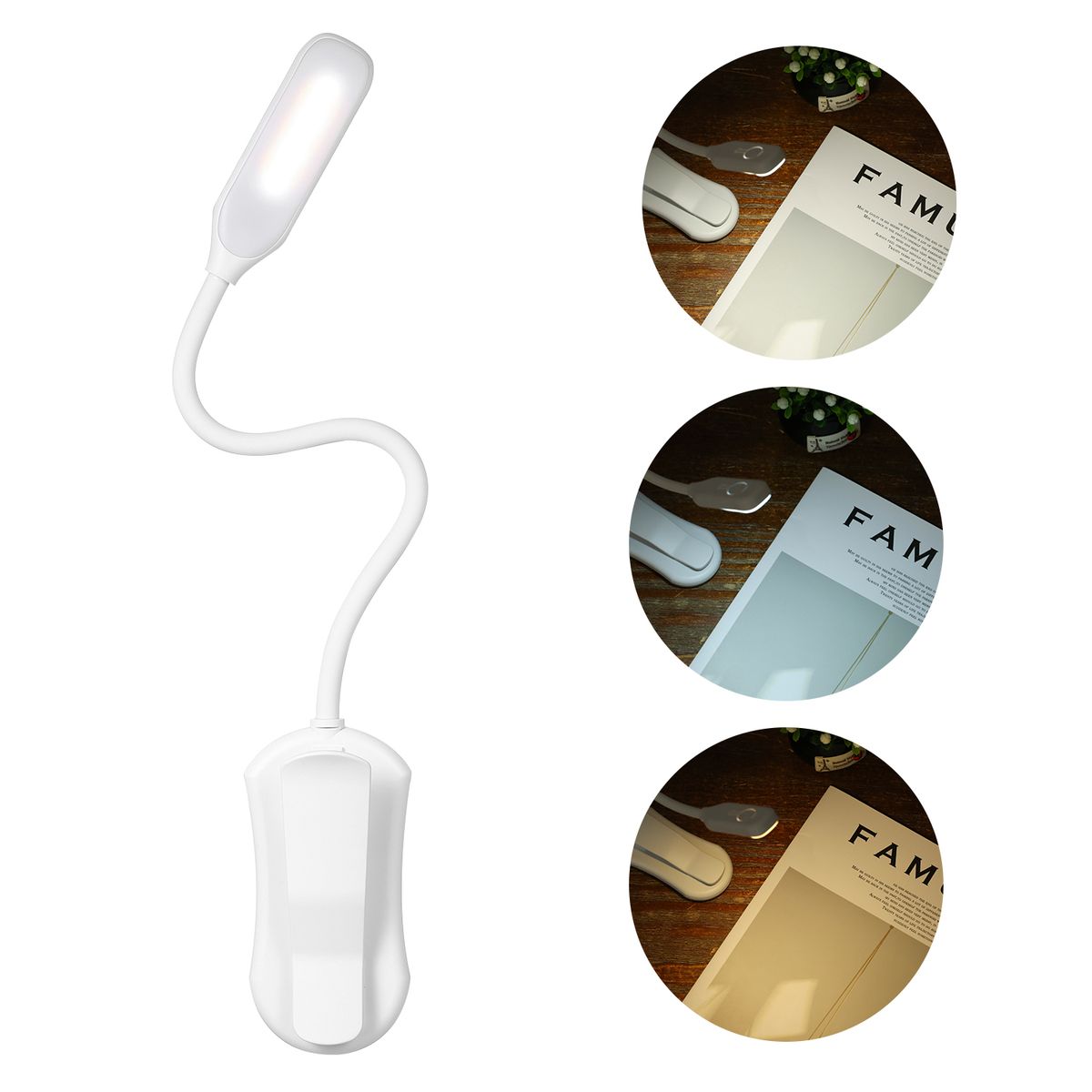 Clip On Rechargeable Eye Protect Desk Book Reading Lamp For