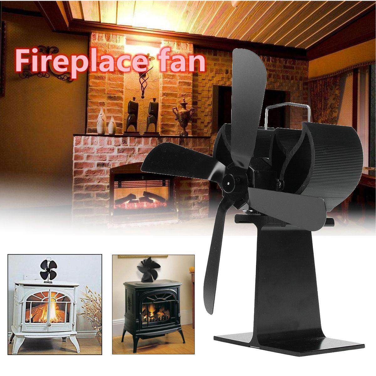 4 Heat Powered Eco Stove Fan Gas Wood/log Fireplace Top Fan 203 CFM