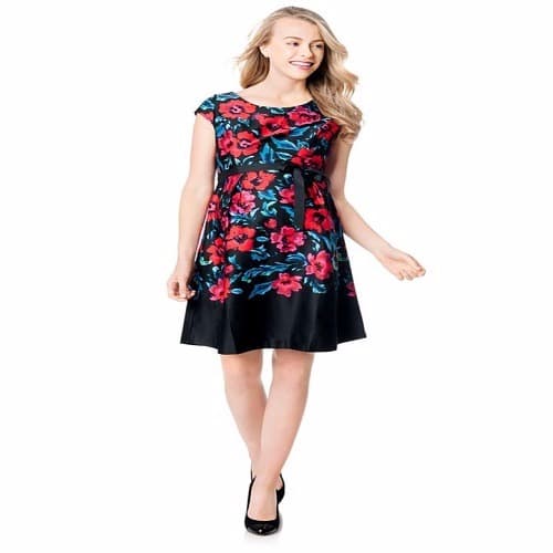 Cap Sleeve Pleated Dress - Multicolour