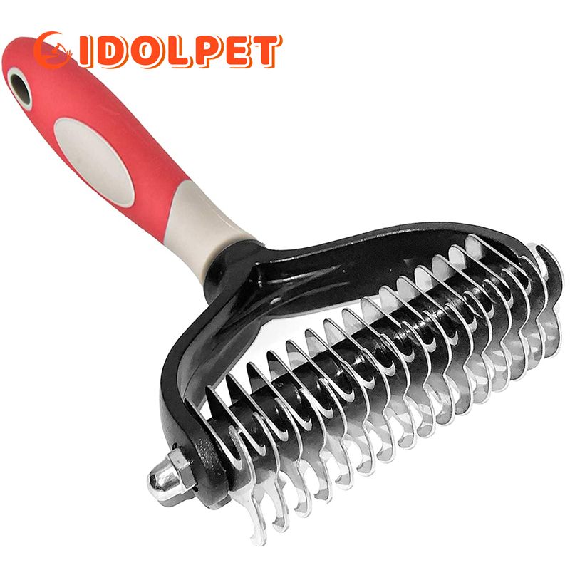 Professional Pet Deshedding Brush 2 Sided Dematting Dog