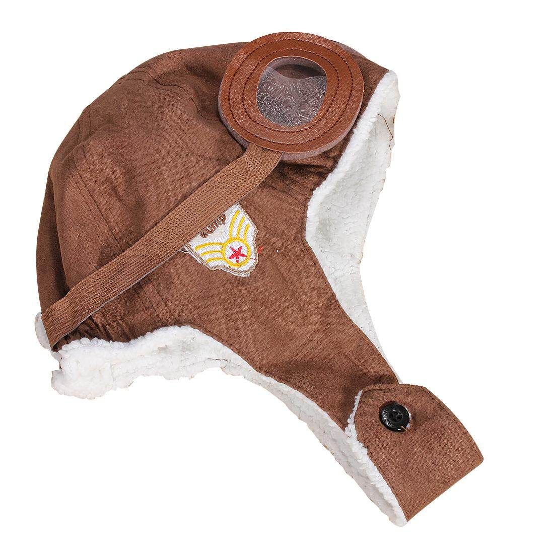 Retro Kids Toddler Boys Warm Pilot Aviator Winter Cap Earmuff Ear Protector Hat Coffee
