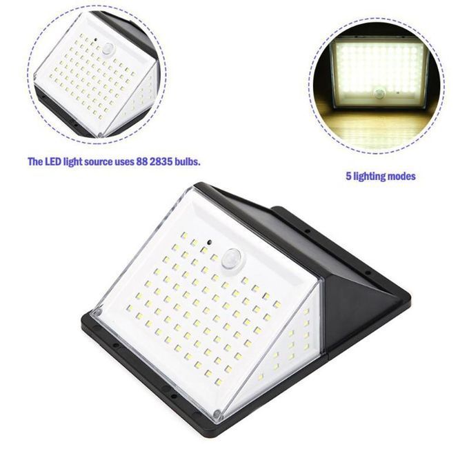 Solar Light  Motion Sensor Lamp 10W 88 LED Wall  Waterproof