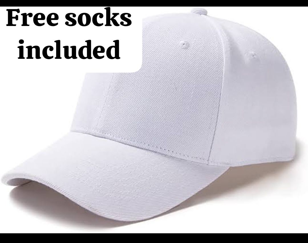 White Unisex Face Cap - White Face Cap + Free Gift