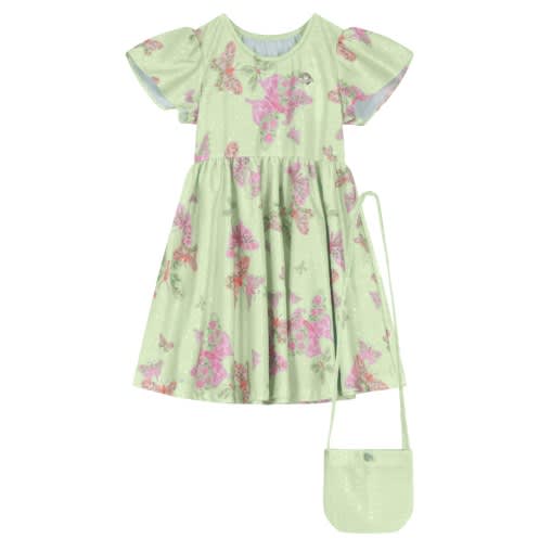 Girl's 2 Piece Special Occassion Set - Dress And A Matching Bag