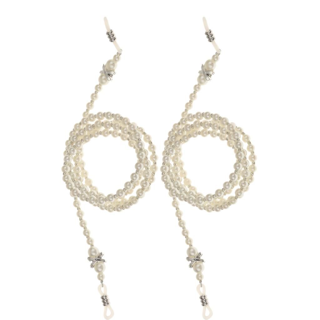 2x Imitation Pearls Bead Chain Strap Cord Lanyard For Spectacles