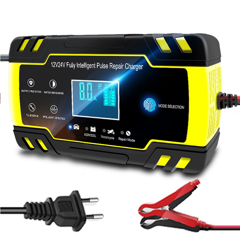 12V-24V 8A Full Automatic Car Battery Charger Power Pulse Repair Chargers Digital LCD Display