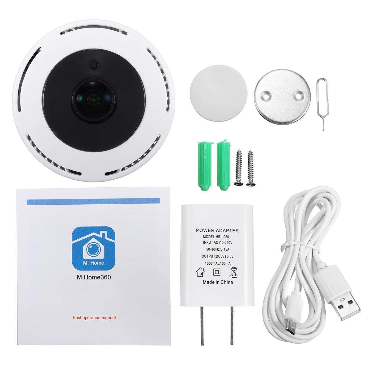 1080P Full HD 360 Panoramic Wireless Wifi Camera 2 Megapixl Fisheye Camcorder White US White