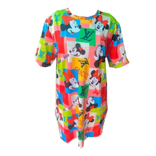 Ladies Round Neck Polo Short Sleeve Top-multi