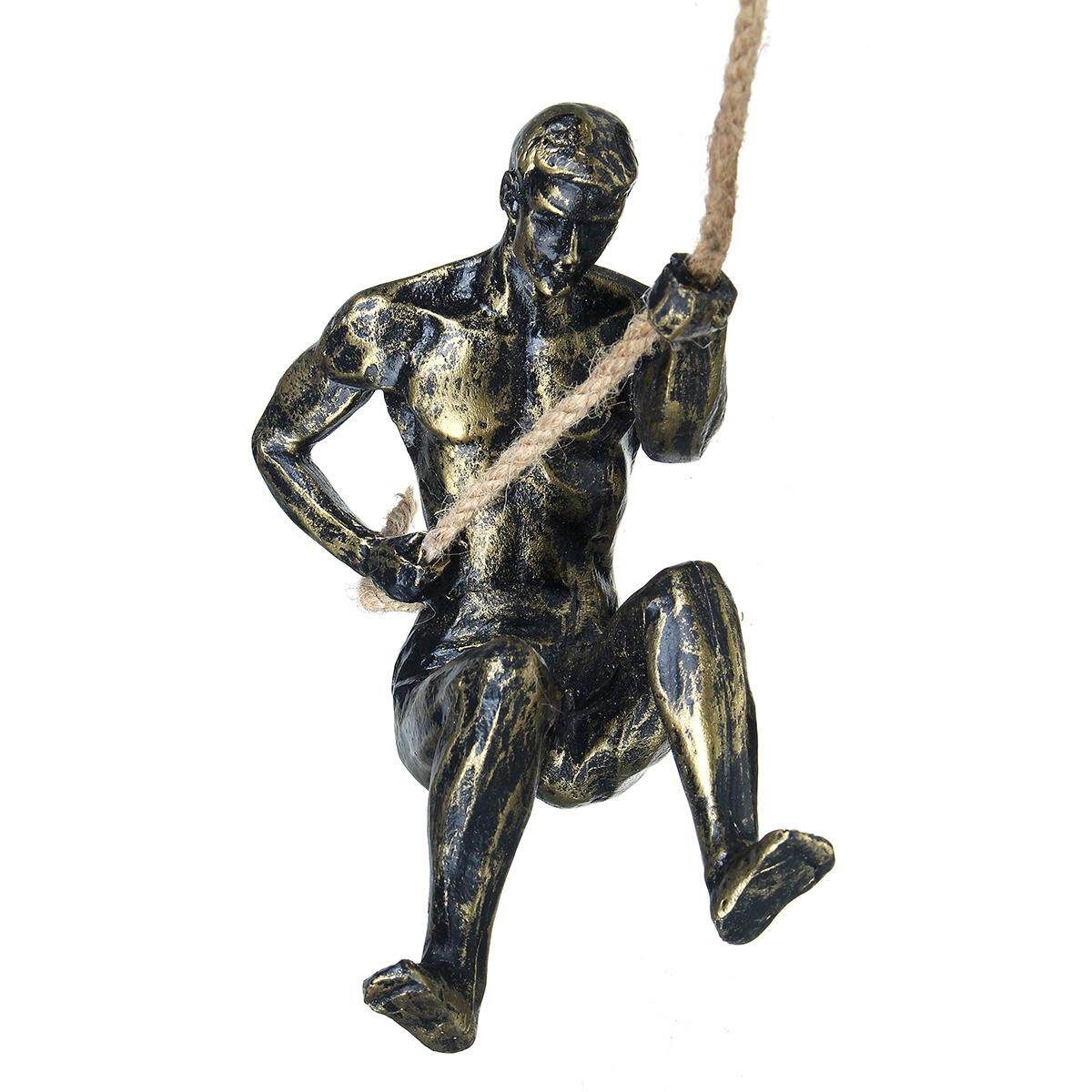 Handmade Global Climbing Iron Man Rope Wall Mounted Art Sculpture Climber Home Living Room Decoration Accessories Bronze
