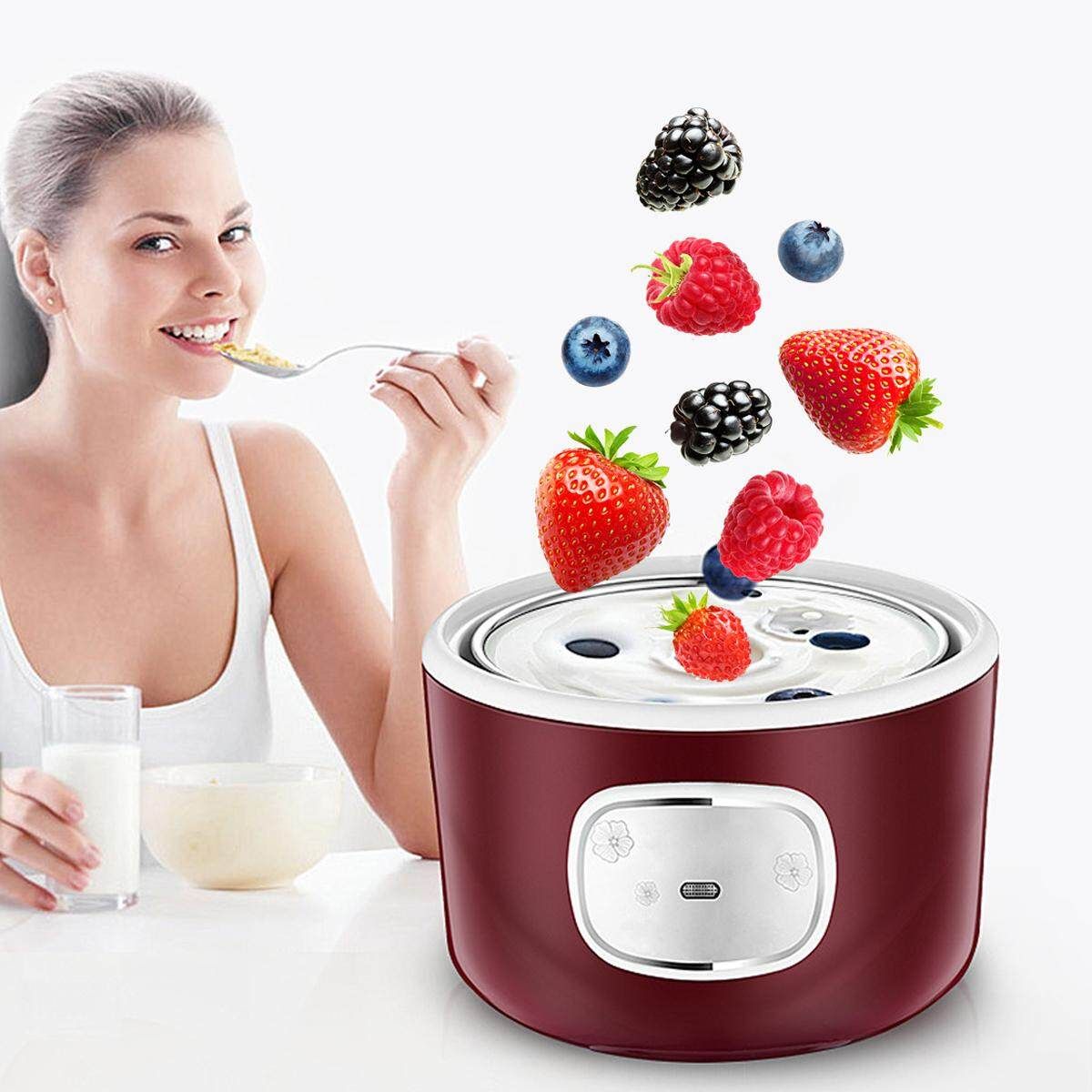 2018 Flora Greek Yogurt Yoghurt Maker Automatic Rice Machine + 4 Glass Jars Brown