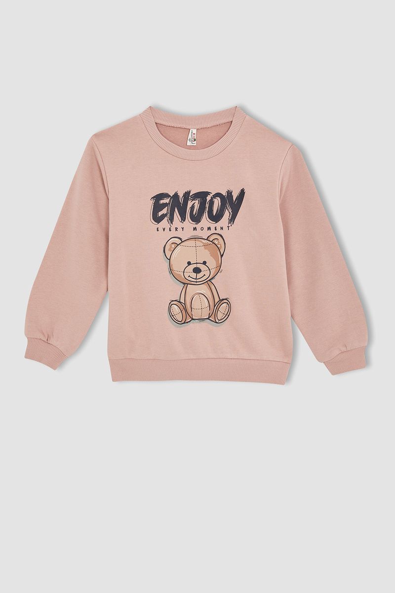 Girl - Regular Fit C Neck Knitted Sweat Shirt - Pink