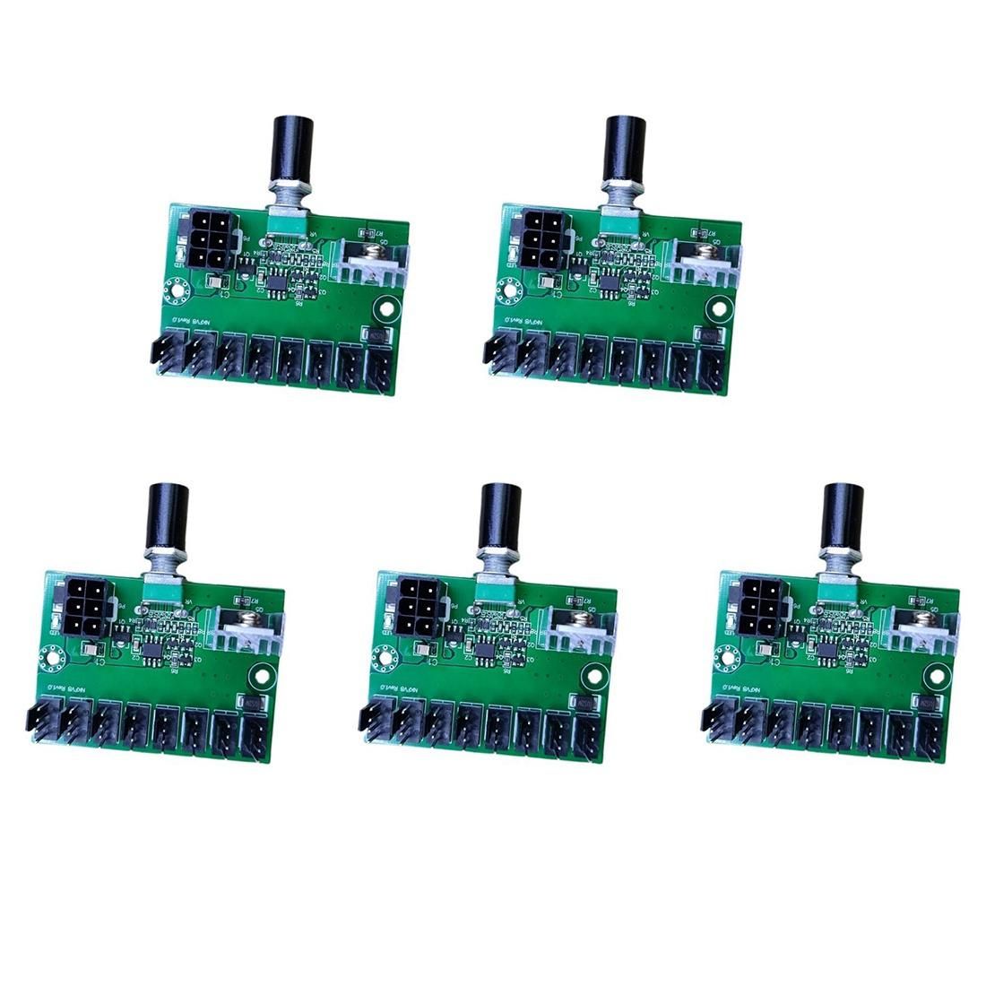 5Pcs Computer Case 12V Fan Speed Controller 8-Channel Fan Hu