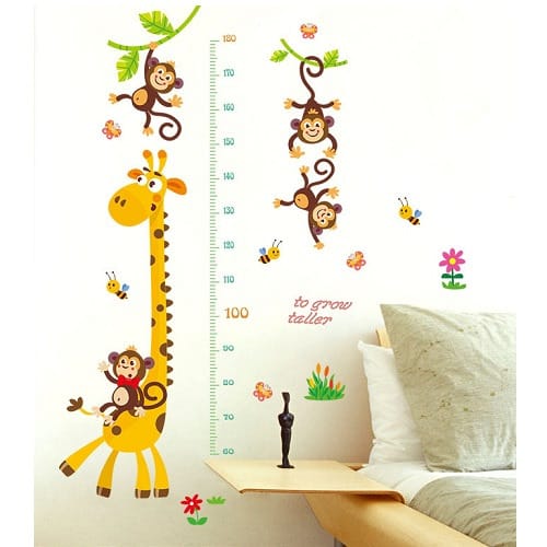 Giraffe Kids Height Chart Wall Sticker Home Decor 90 x 60cm