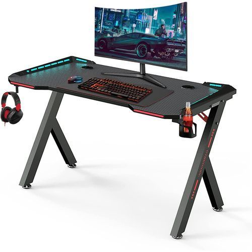 Gaming Desk, 55 Inch Gaming Table With LED RGB Lights,1.4MTR