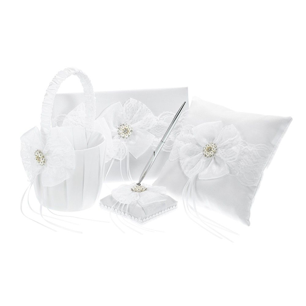 Wedding Guest Book Pen Holder Silver Pen Flower Girl Basket