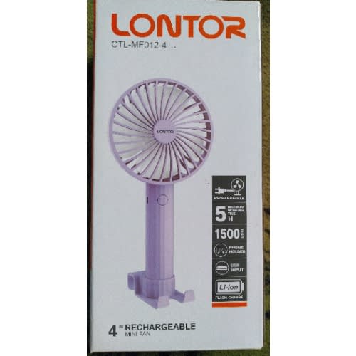 Rechargeable Hand Fan With Phone Holder 4inches