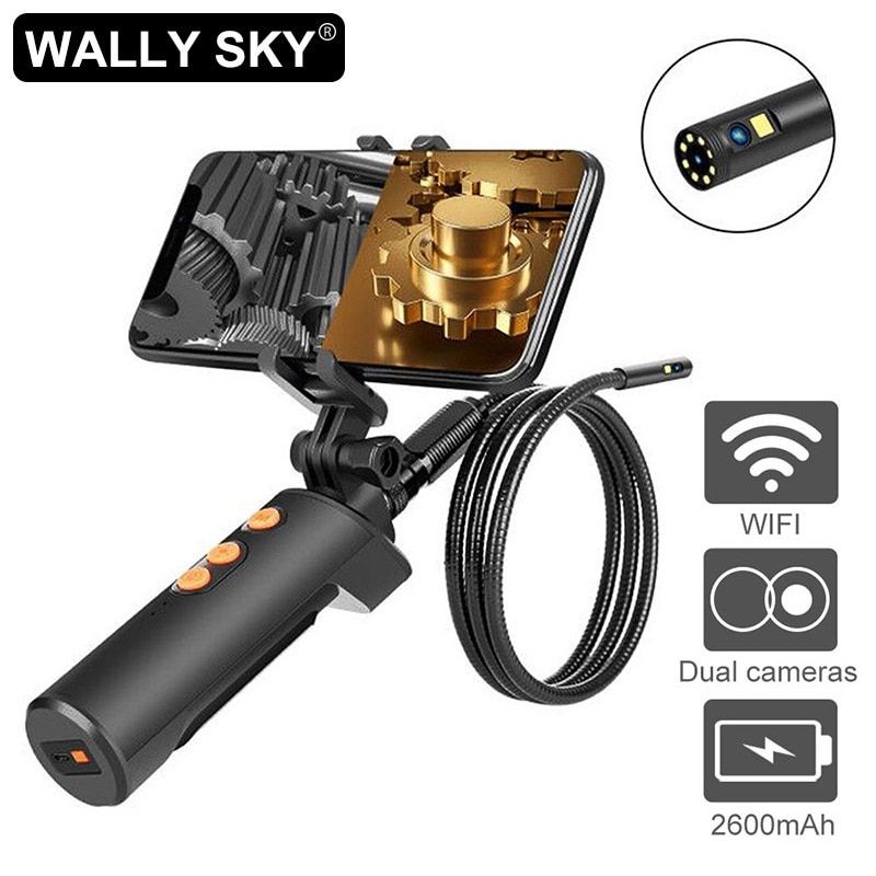 Industrial Handheld Wifi Endoscope Dual Camera With Mobile Phone Clip 1M 3M 5M Snake Cable  Inspector IP68 Waterproof 1080P-1m