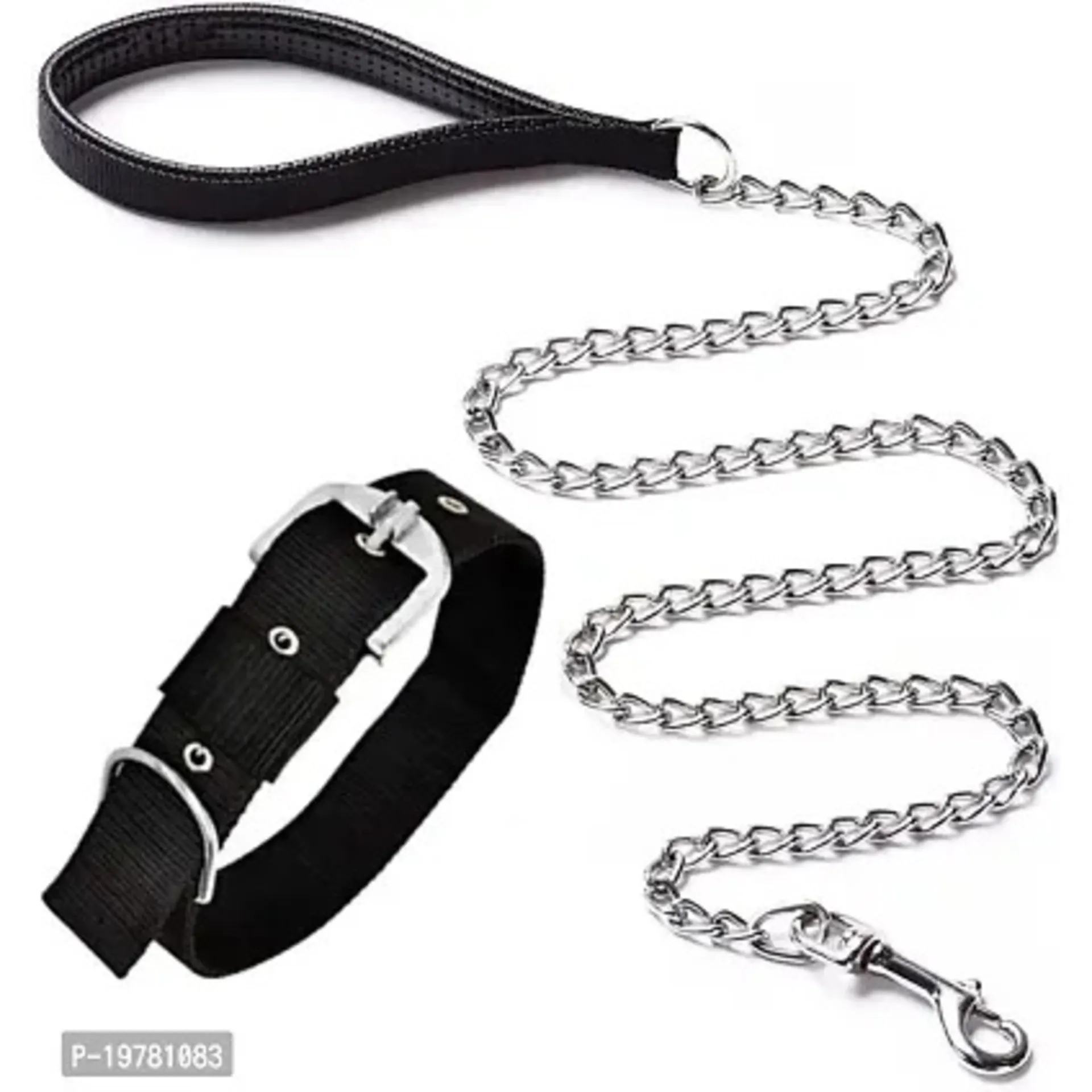 Dog Chain With Collar - 4ft - Black