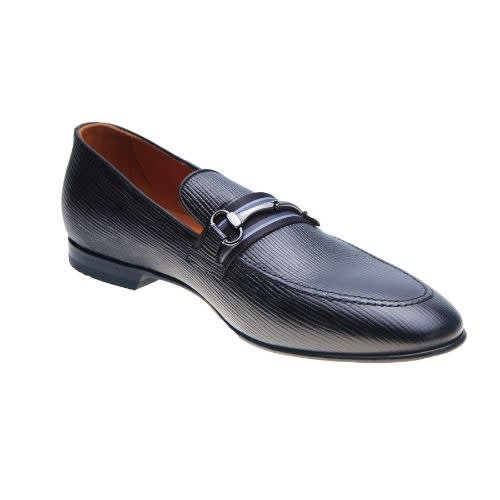 Men's Stamped Leather Skin Shoe - Black