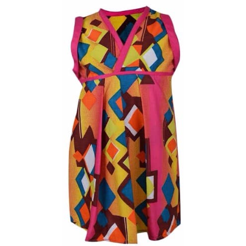 Debnova Designs Colourful Ankara Dress with Pink Trimmings