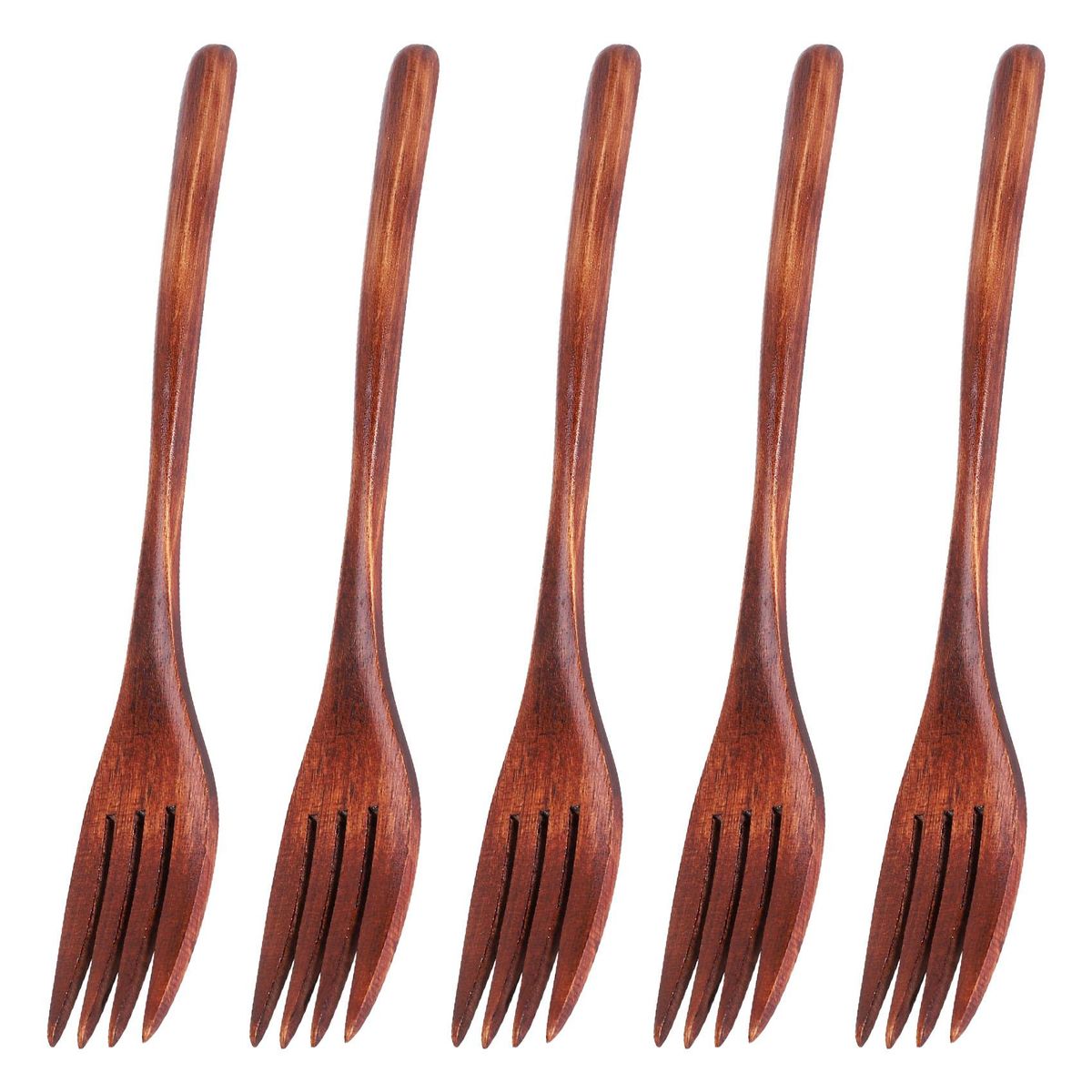 Wooden Forks, 5 Pieces Eco-friendly Japanese Wood Salad Dinner Fork Tableware Dinnerware for Kids Adult (5 Pieces No Rope Wooden Forks)