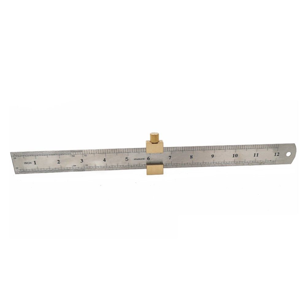 Brass Steel Ruler Positioning Block Woodworking Line Locator