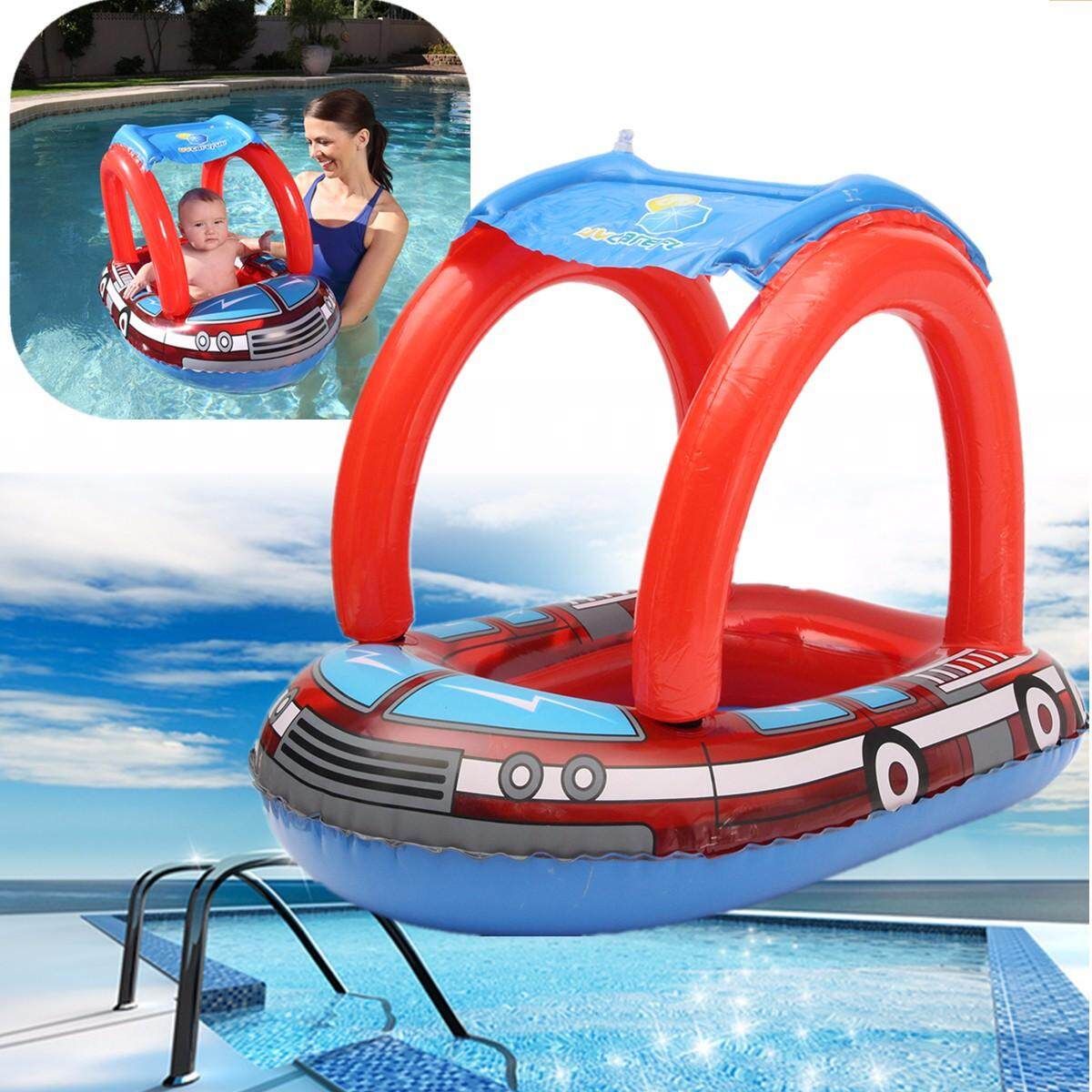 Baby Toddler Infant Sunshade Swimming Pool Swimways Seat Float Boat Ring Raft
