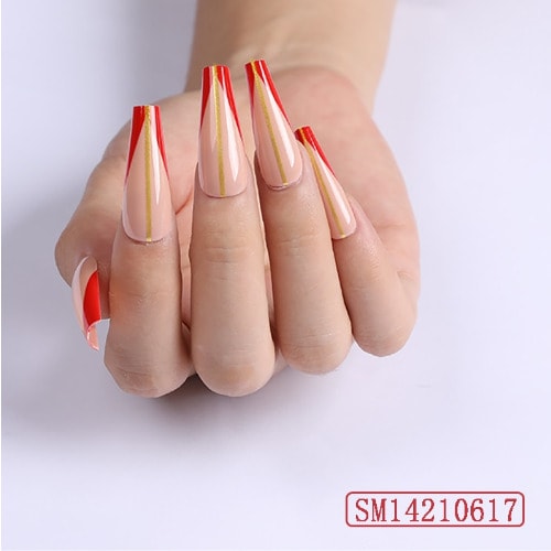 Ballet Coffin Full Cover Long Press On Nail - Sm14210617  - 24 Pieces