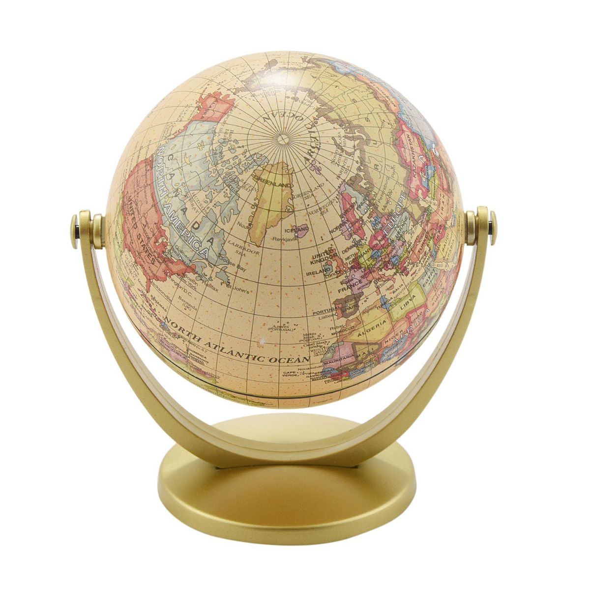 Retro Rotating World Globe Earth Antique Home Office Desktop Decor Geography Educational Learning Map School Supplies