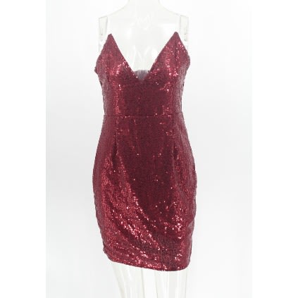 Women Sequin Mini Dress - Red