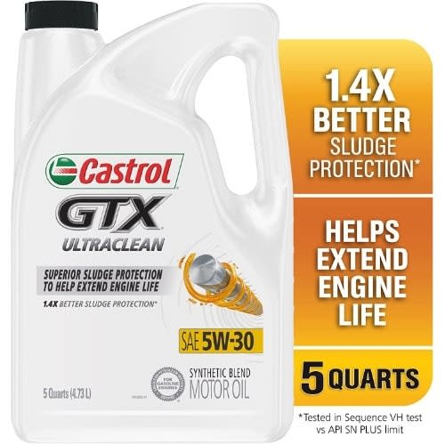 Castrol Gtx Ultraclean Fully Synthetic Motor Oil Sae 5w-30 - 5litres