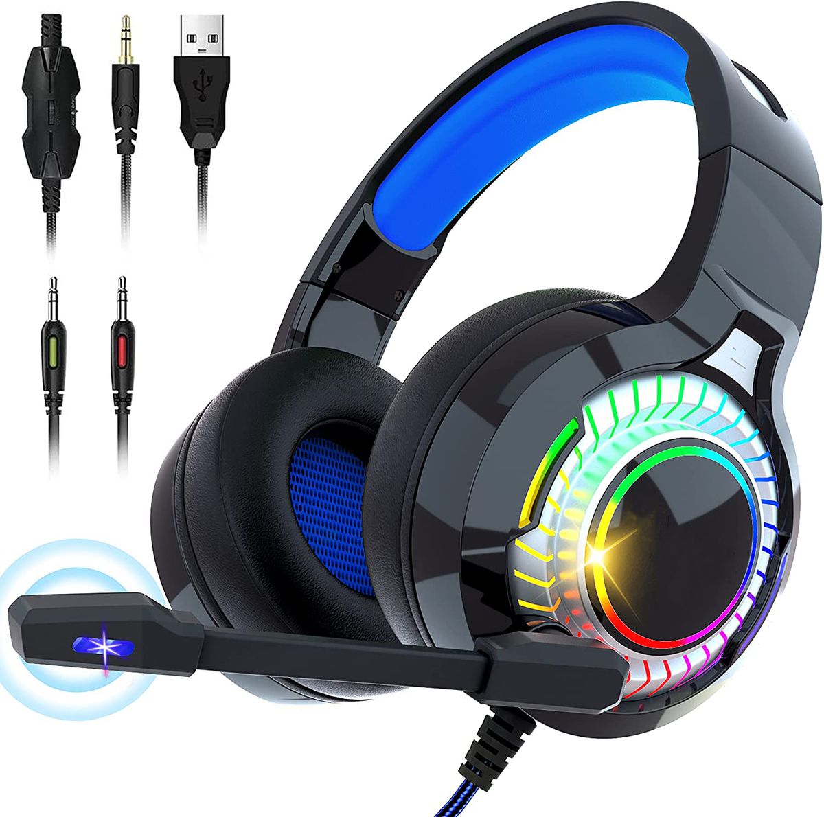 Gaming Headset LED PC Earphone PS5 PS4 Headphone With Mic