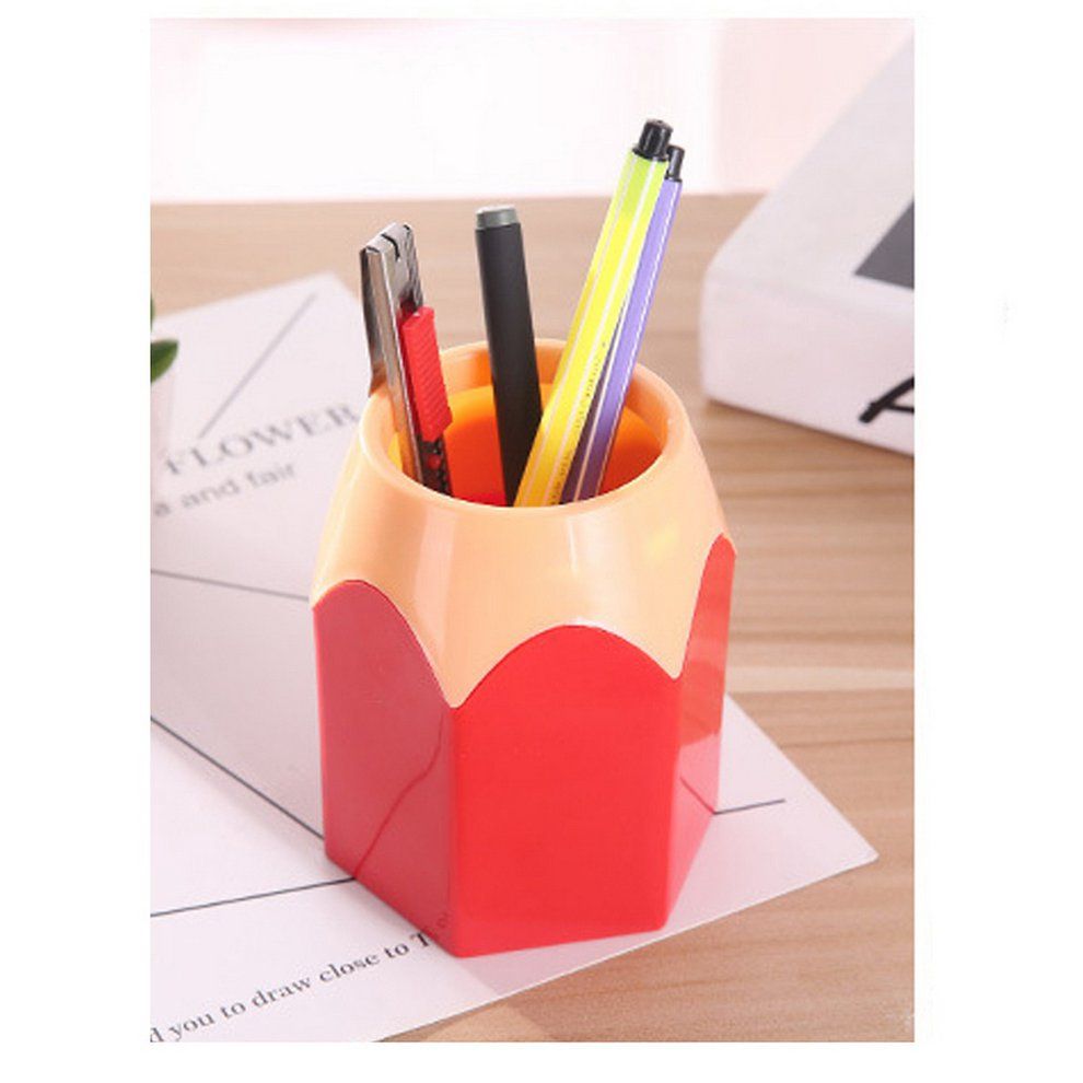 Reative Pen Vase Pen Il Pot Pen Holder Stationery Desk Tidy  Ontainer-red