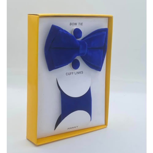 Stylish 3-in-1 Suede Classic Bow Tie Cufflinks