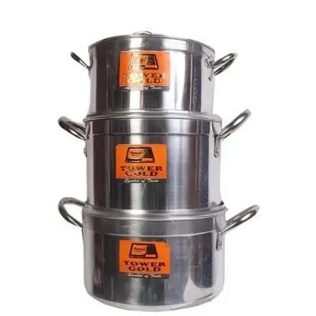 Set Of 3 Cooking Pot - Silver