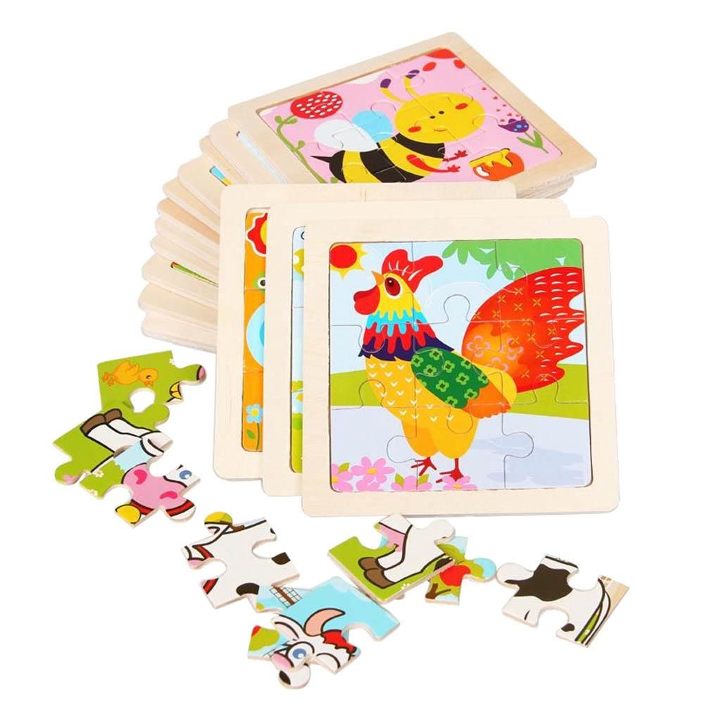 9pcs Puzzle Preschool Boy Girl Jigsaw Toys Animal Cognition Education