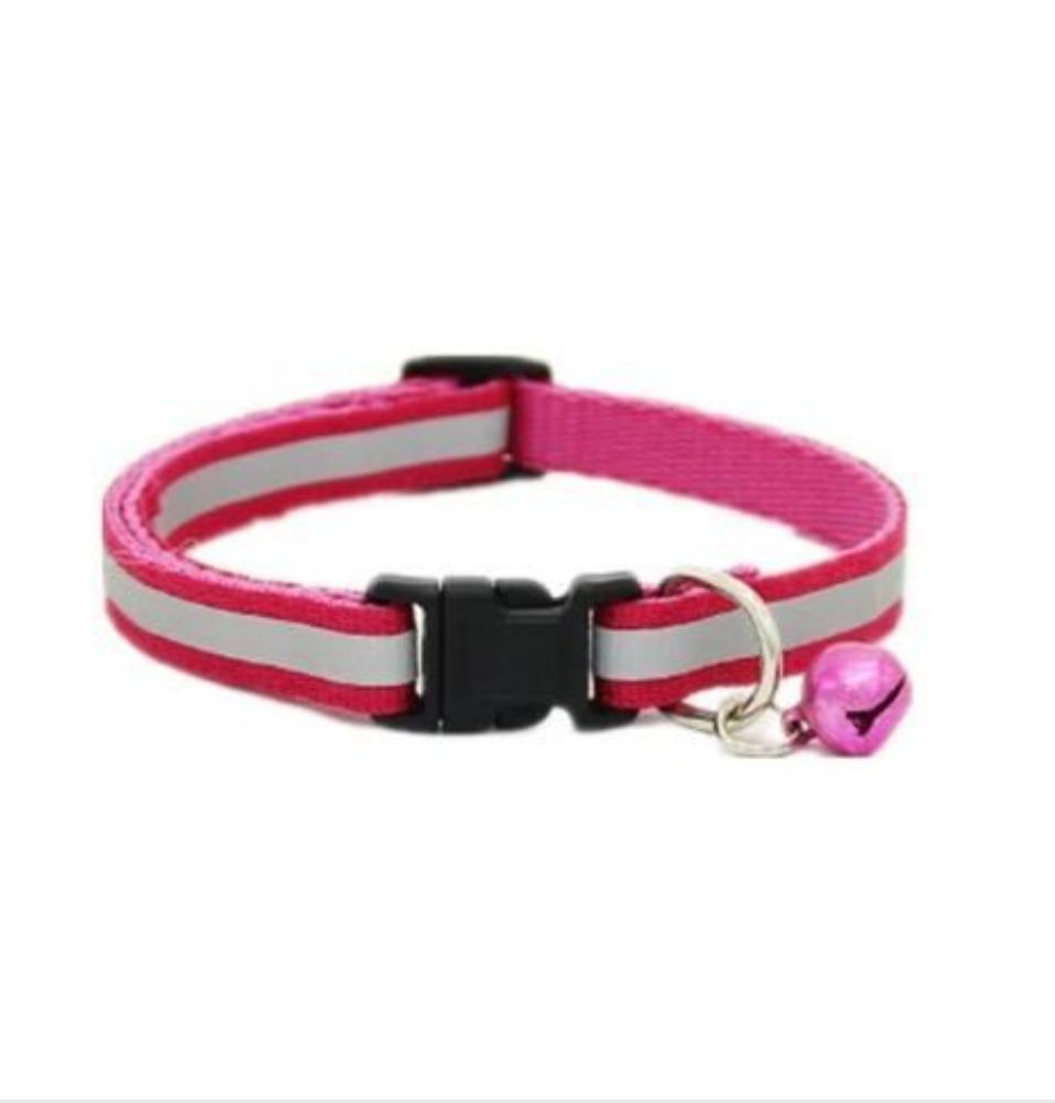 Reflective Collar For Puppy Cats And Small Dogs With Bell Pink