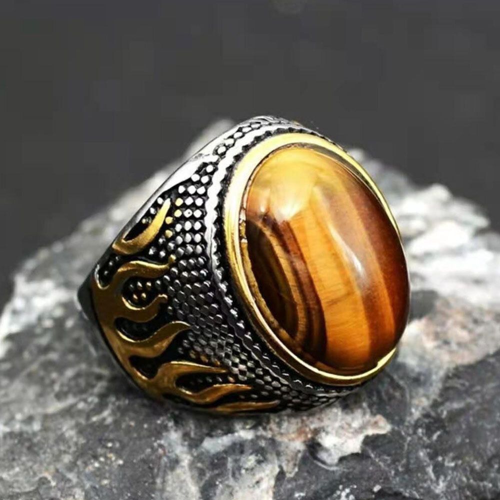 1 Pcs Fashion Retro Gemstone Wind Flame Series Domineering