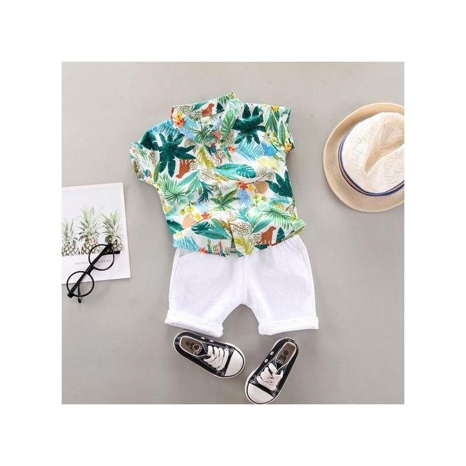 Baby Summer Set Short Sleeve Shirt Pants Kid Toddler Outfit