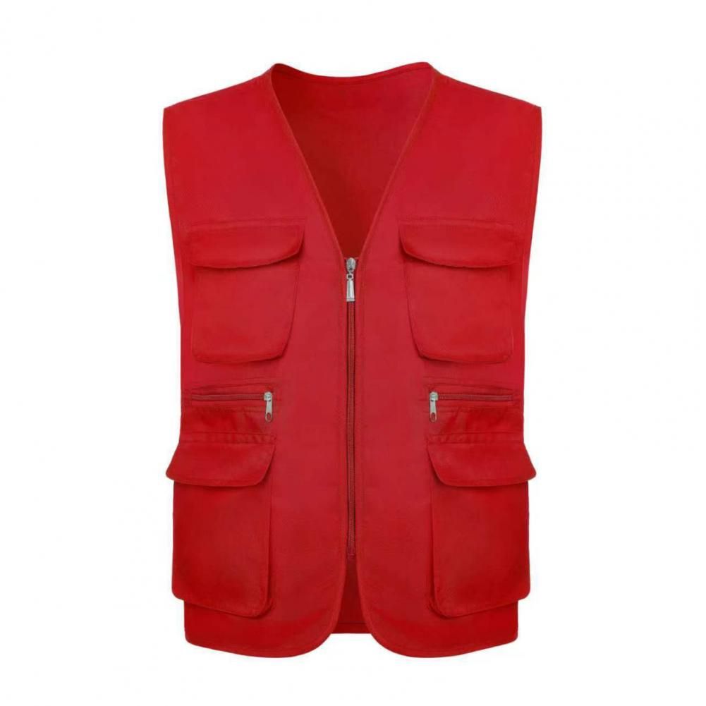 Solid Men Women Pockets Waistcoat Cardigan Breathable V