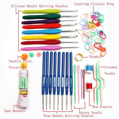 Crochet Hooks Needles Stitches Knitting Craft Case Set Yarn Weave Tool