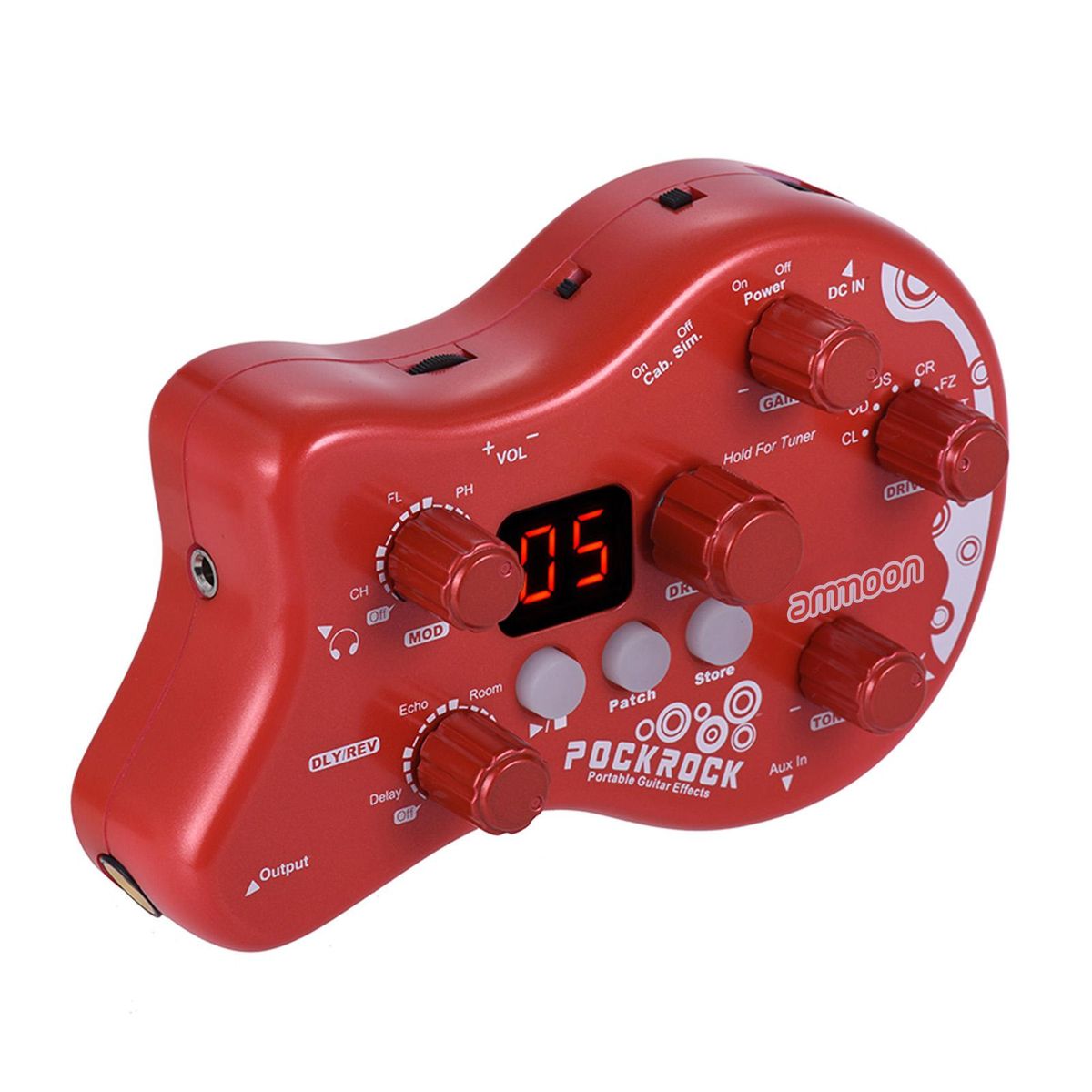 ammoon PockRock Portable Guitar Multi-effects Processor Effect Pedal 15 Effect Types 40 Drum Rhythms Tuning Function   with Power Adapter