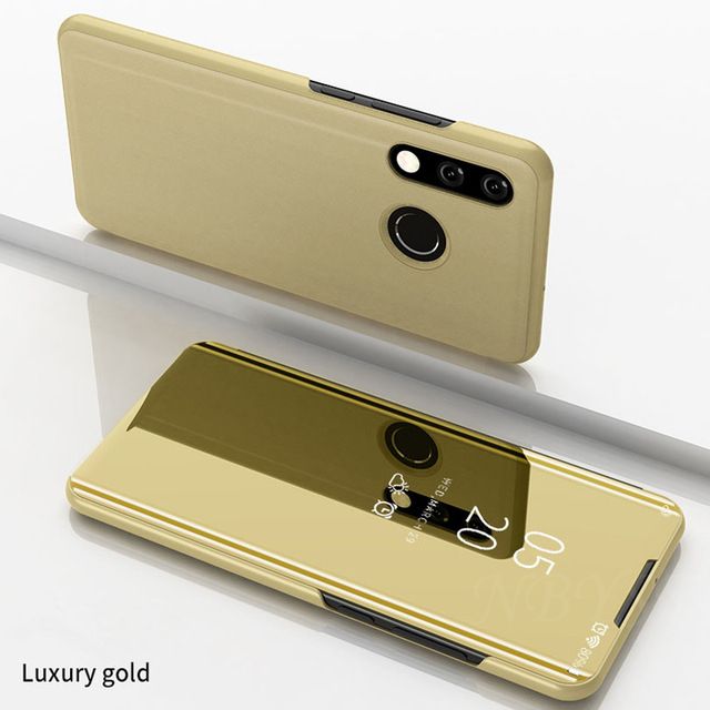 Mirror Flip Case For Huawei P20 P30 P10 P9 P8 Lite Pro 2017 Protective Shell Cover On Hauwei Mate 30 20 Lite Pro Nova 6 SE Coque-Gold