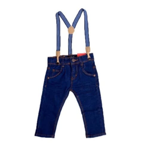Boy's Skinny Jeans & Suspender - Blue