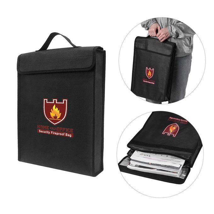 38*30.5*6.5cm Fireproof Money Document File Bag Pouch Cash Cards